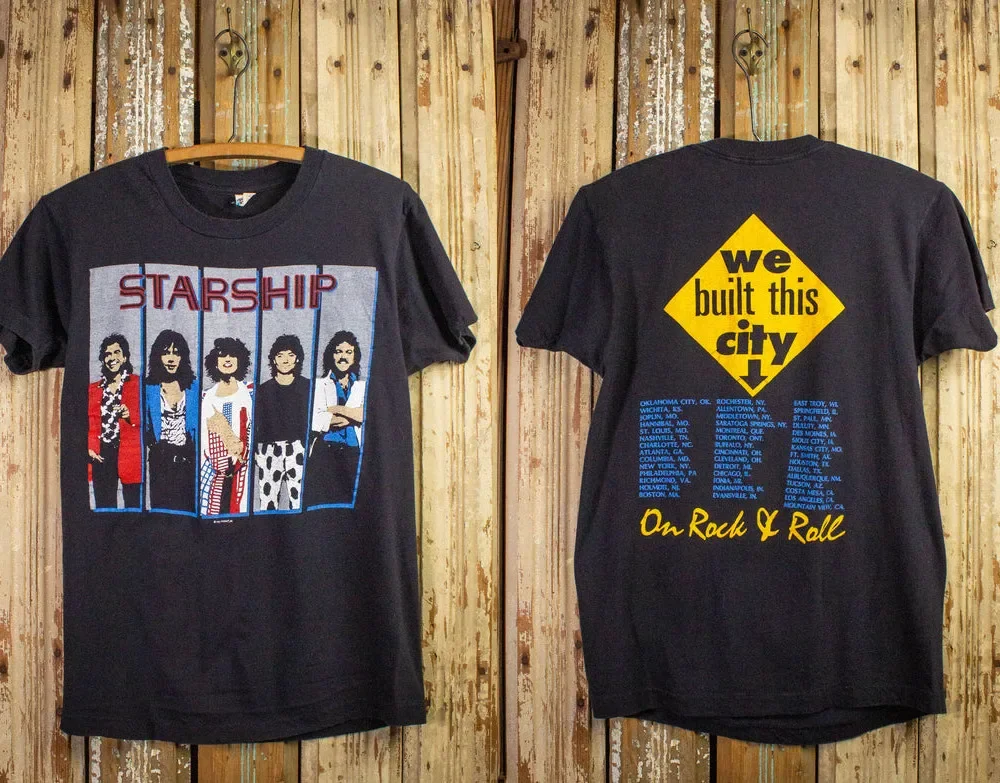 Vintage Starship We Built This City Concert T Shirt 1986 Black