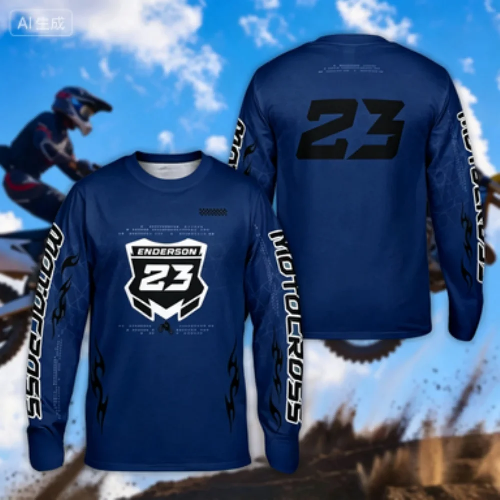 Professional Motocross Long-sleeve Top Number 23 Print Breathable Comfortable for Outdoor Riding Training Competition Daily Wear