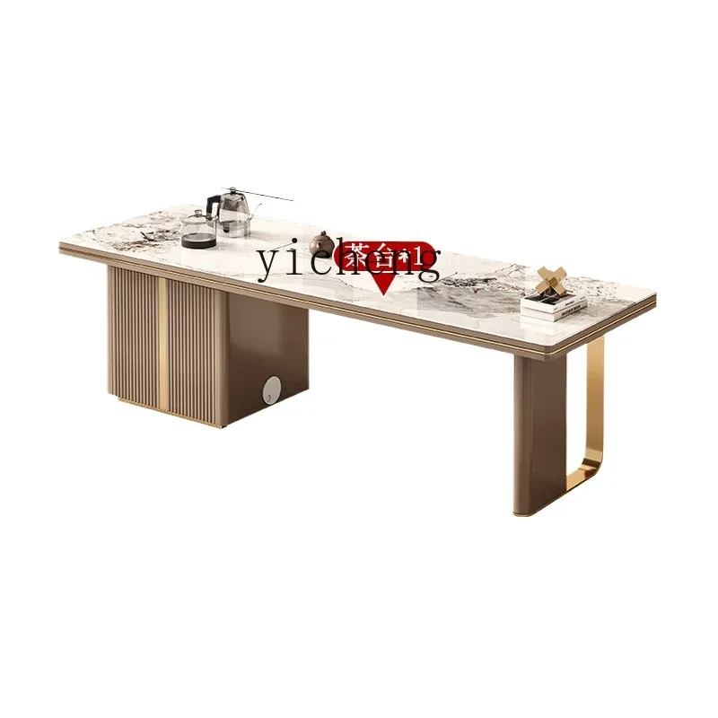 

TQH light luxury rock slab tea table modern simple large board boss office reception tea table and chairs