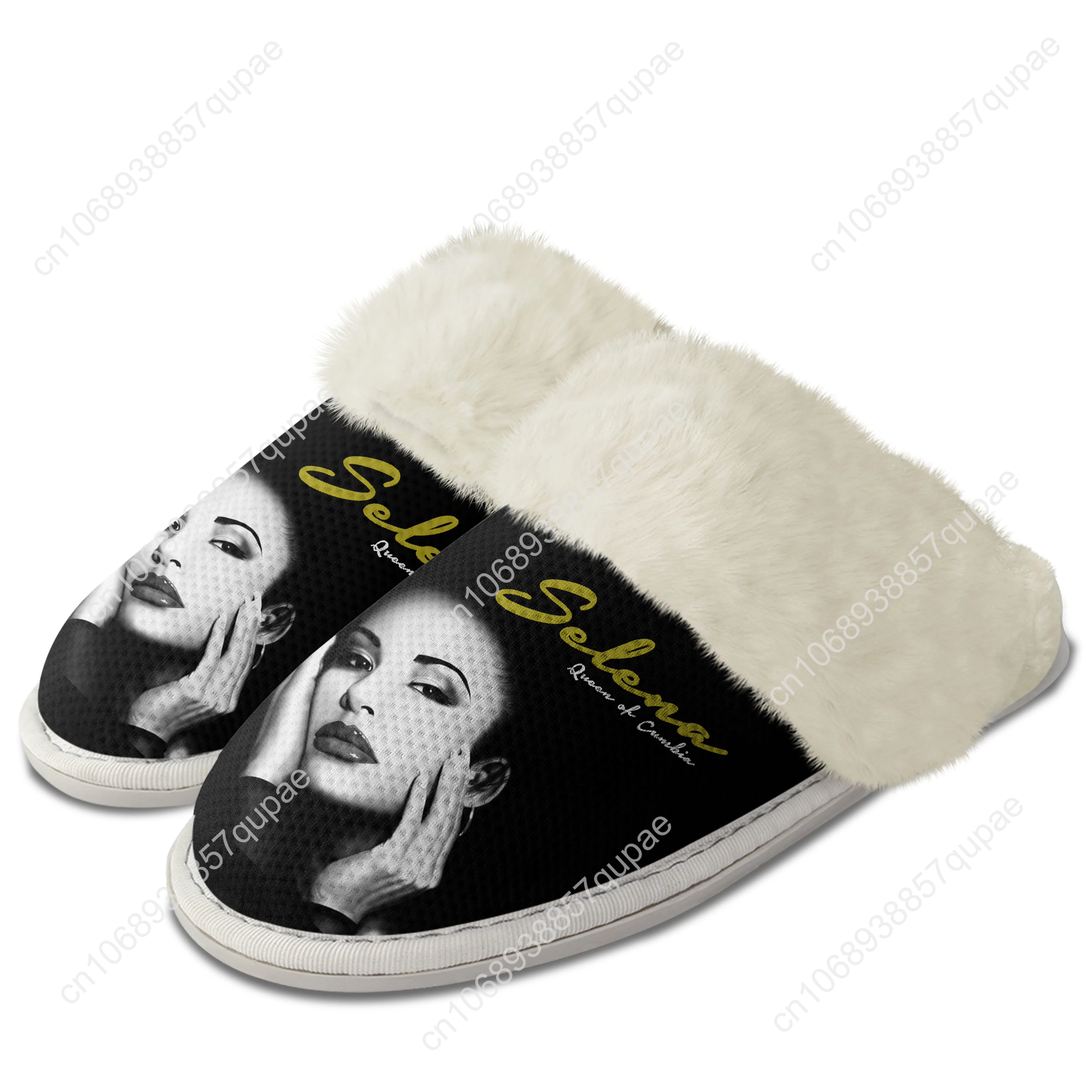 Selena Quintanilla Singer Plush Slippers Keep Warm Shoes Mens Womens Home Cotton Bedroom Customized Thermal Lightweight Slipper