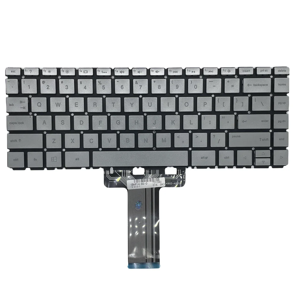 Teclado para portátiles estadounidenses con retroiluminación para HP Pavilion X360 14-BA 14T-BA 14M-BA 14-BS 14-BW 14-BF 14m-CD 14m-DH 14m-CF 14-DK plateado