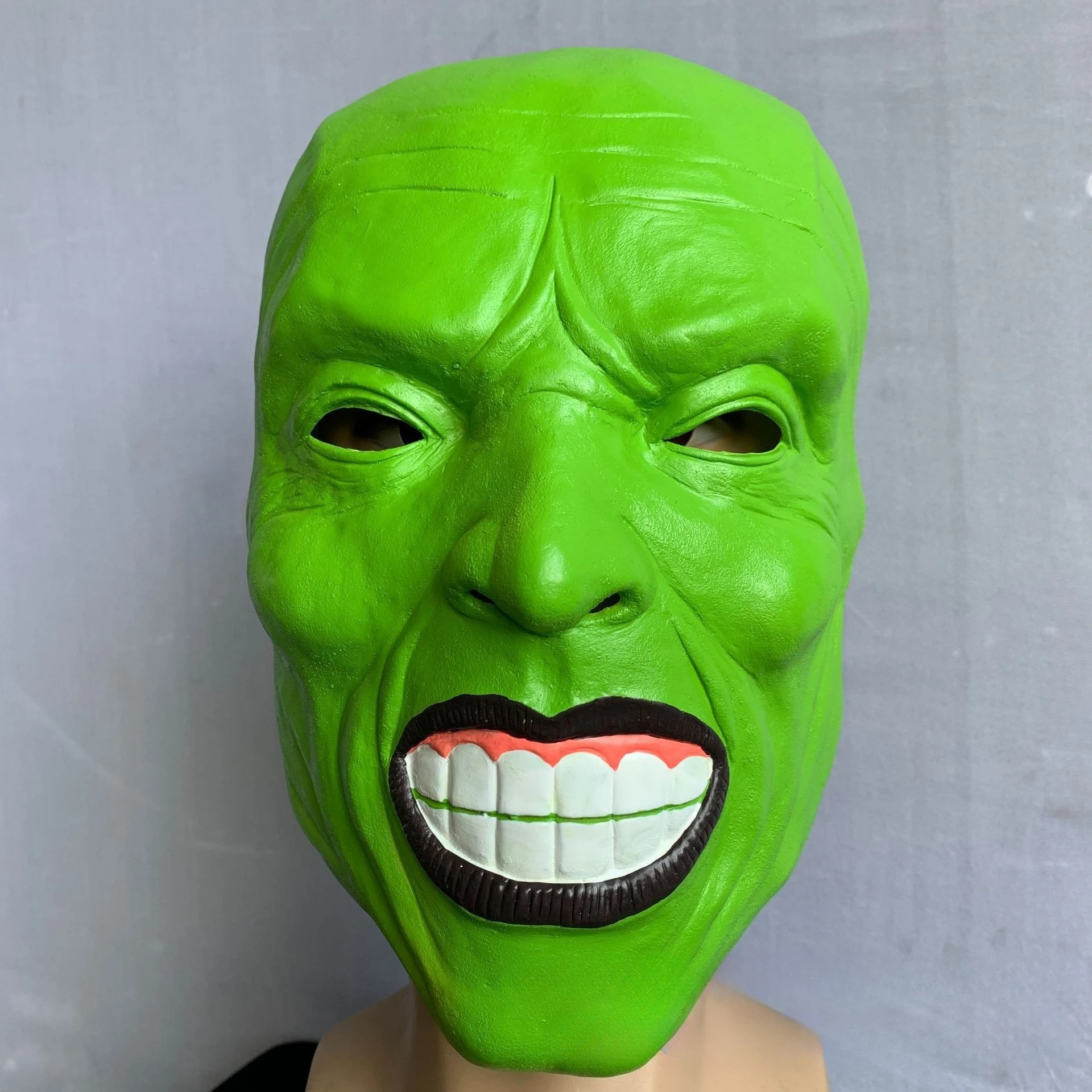 Halloween The Jim Carrey Movies Mask Green Face Mask Adult Fancy Full Face Masquerade Party Cosplay Green Mask for Adults & Kids