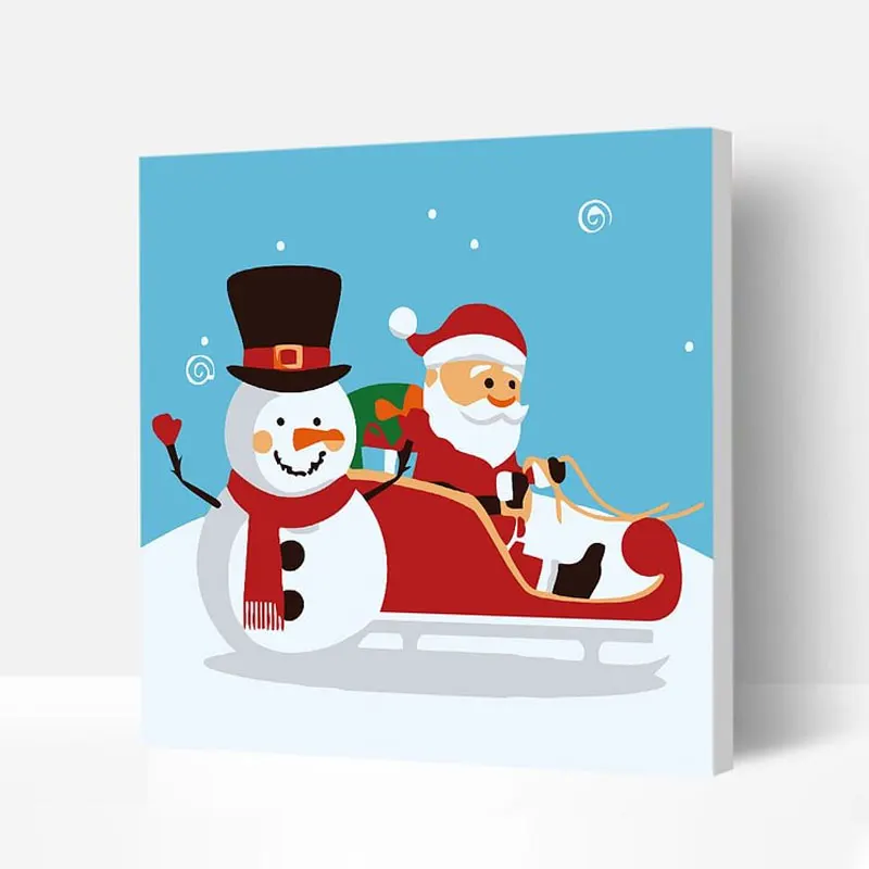 

Christmas Paint by Number with Frame Incredible Christmas Wall Art Paint Easy Simple Painting Kits for Kids Santa with Snowman