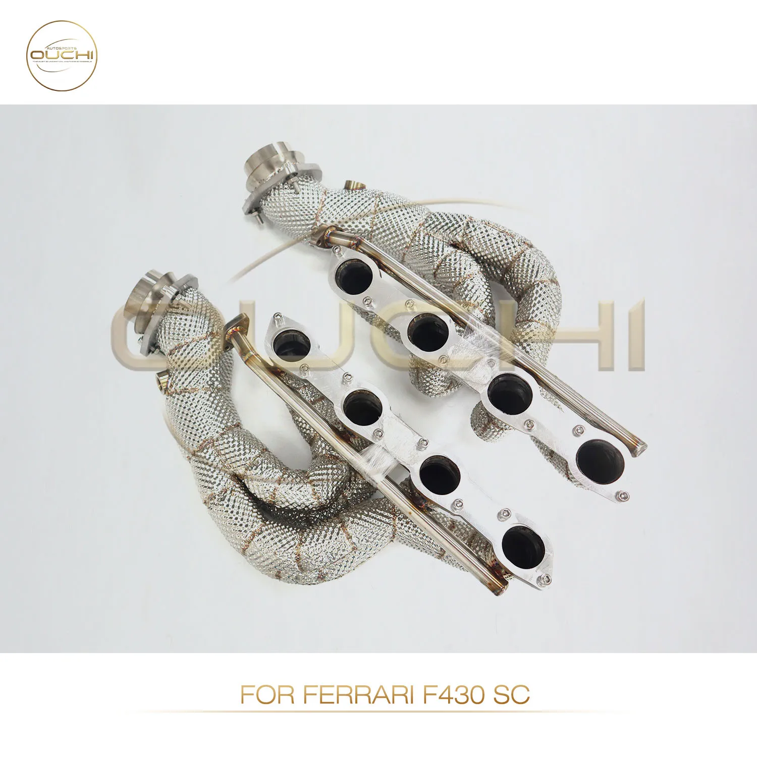 

for Ferrari F430 SC Performance Exhaust Downpipe with Heat Shield Wrap Header High Flow Sport Cat