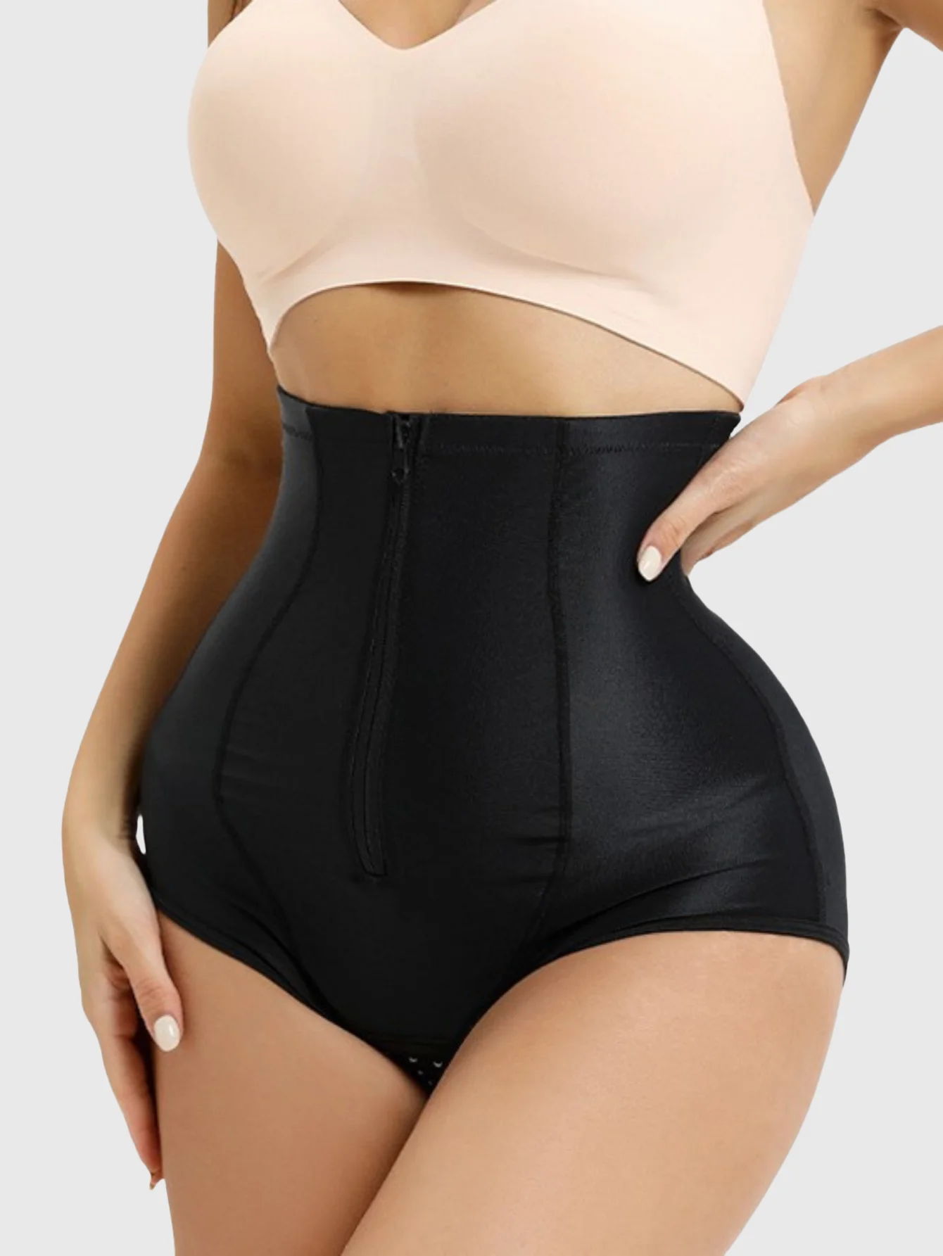 Women's Slimming Control Panties with Zipper Front Closure Hip Lifter Briefs for Shapewear view 3