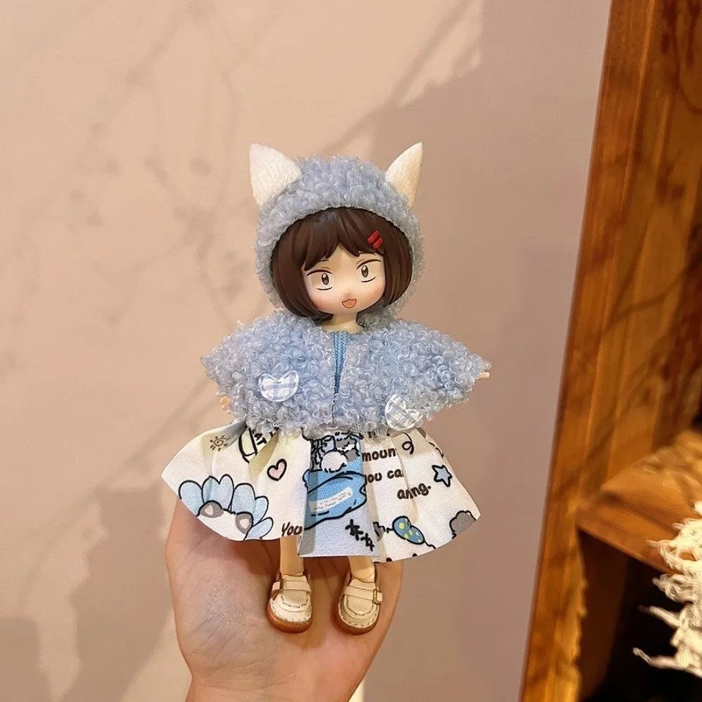 Fashion Sweater Coat 1/8 1/12 BJD Clothes Pretty with Hat Dress Casual Change Clothes Outfit Set Girl Gift