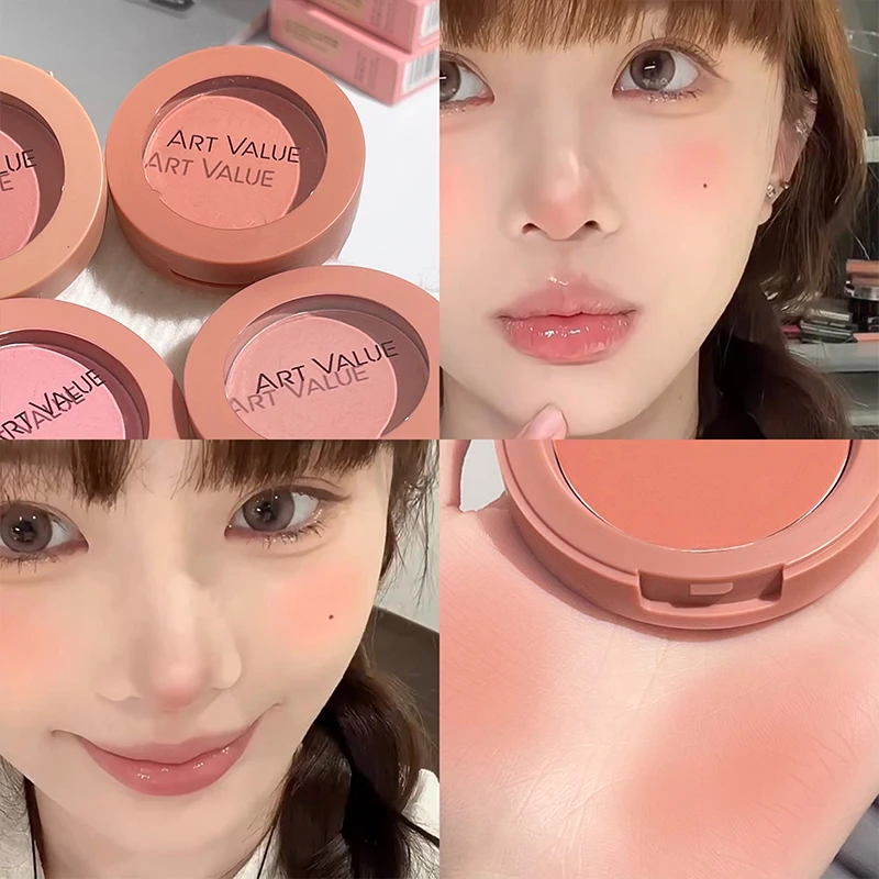 Single Matte Blush Palette Blusher Cream Contour Makeup Natural Cheek Tint Face Blusher Pink Rouge Waterproof Brighten Cosmetics