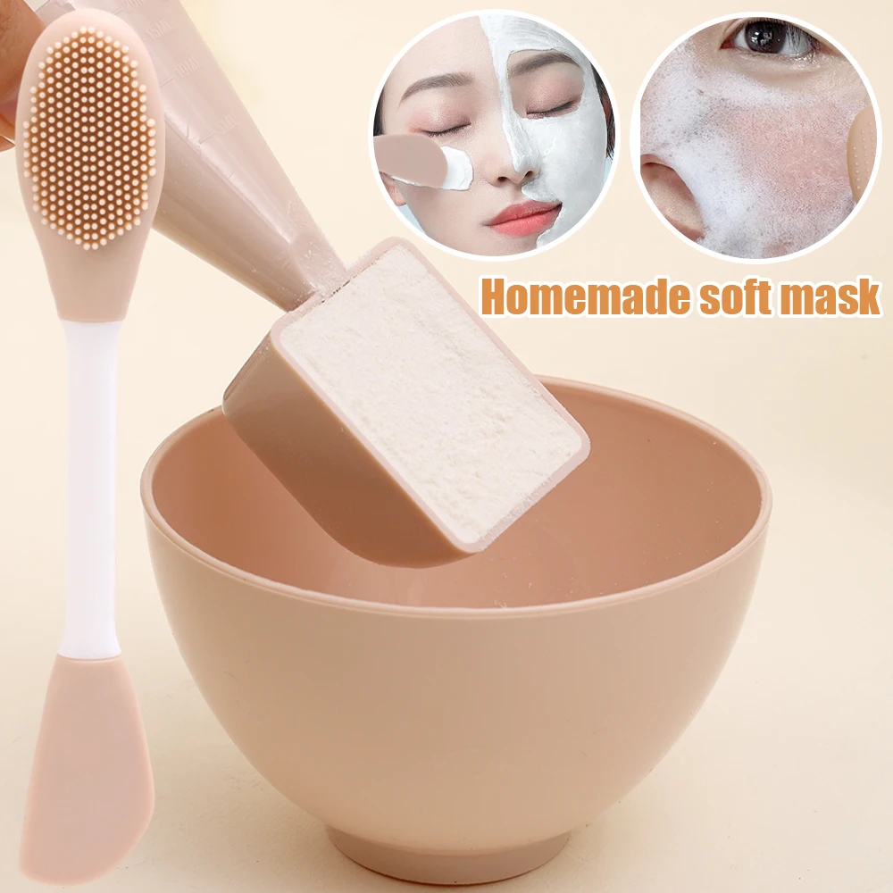 Silicone Plastic Mask Set Easy To Use Facial Brush Mask Bowl Spoon Kit Women Mixing Tools Skin Care Makeup Supplies High Quality