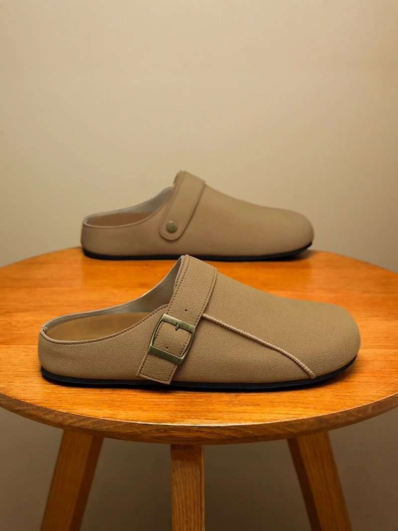 

Birkenstyle Men's Slip-On Casual Shoes Office Wear Anti-Slip Wear-Resistant Half Slippers Waterproof Mules Low Heel Summer Sa...