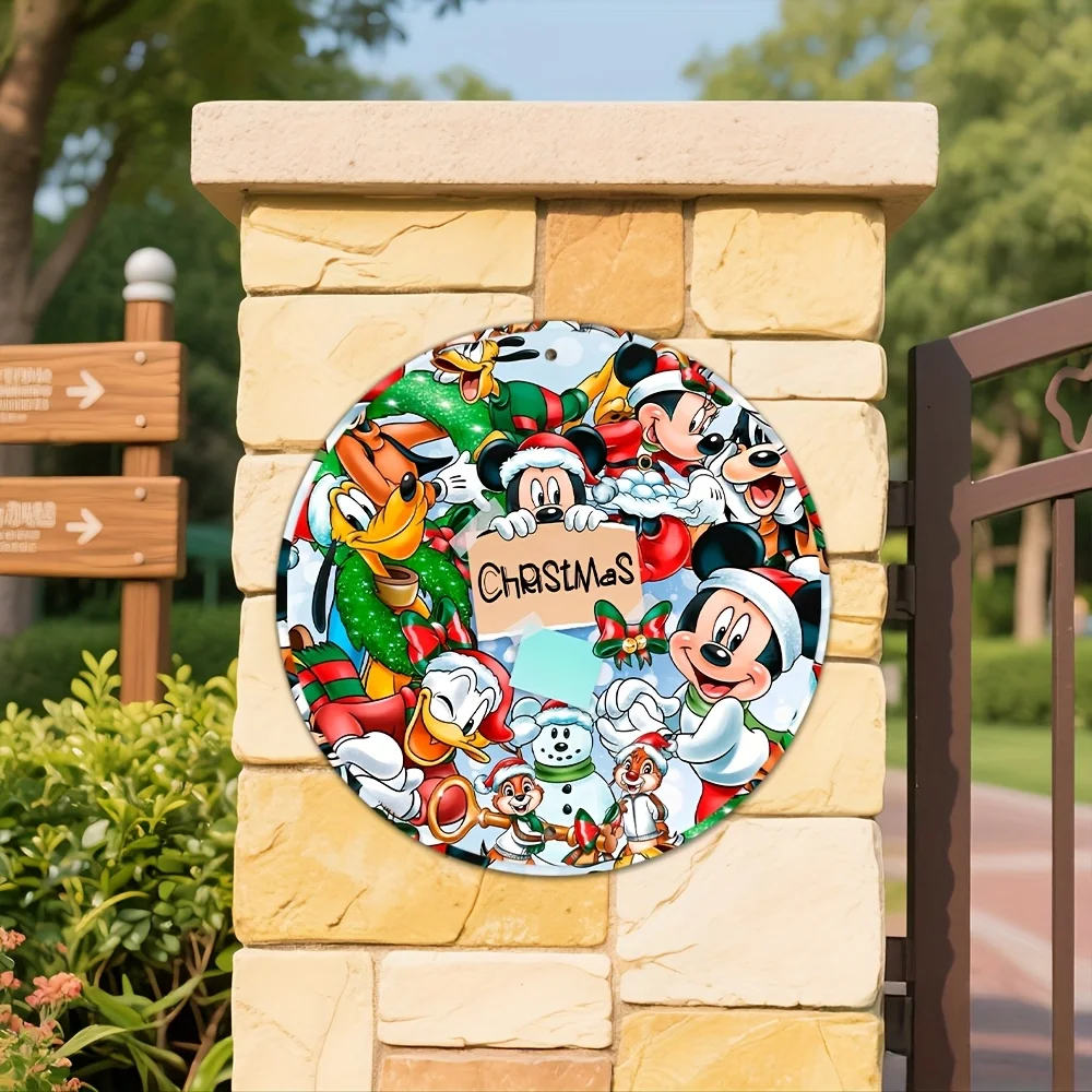 شخصيات الرسوم المتحركة للفيلم الكلاسيكي دونالد داك، لافتة ألومنيوم مستديرة رائعة، لوحة فنية جدارية من الألومنيوم المعدني المستدير، جدار #4