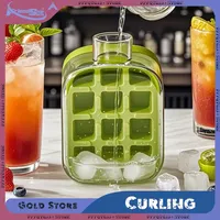 2-in-1 Ice Cube Tray with Straw Portable Zero-contact Pressure Molds Large-capacity Silicone Easy Demould Reusable Summer Icecup