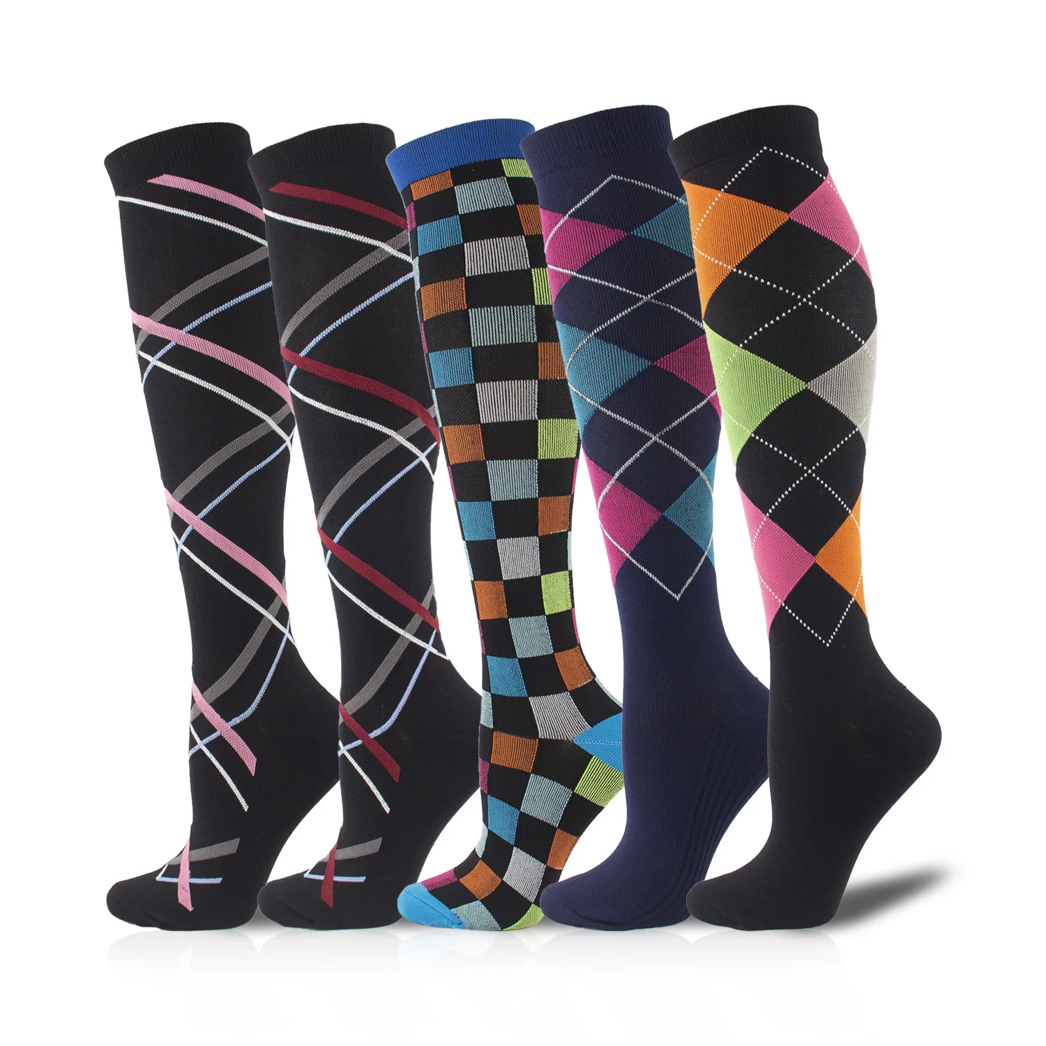 Chaussettes de compression élastiques en nylon pour le sport, la course à pied, la ULà sauter, les mollet assiste, 6 paires