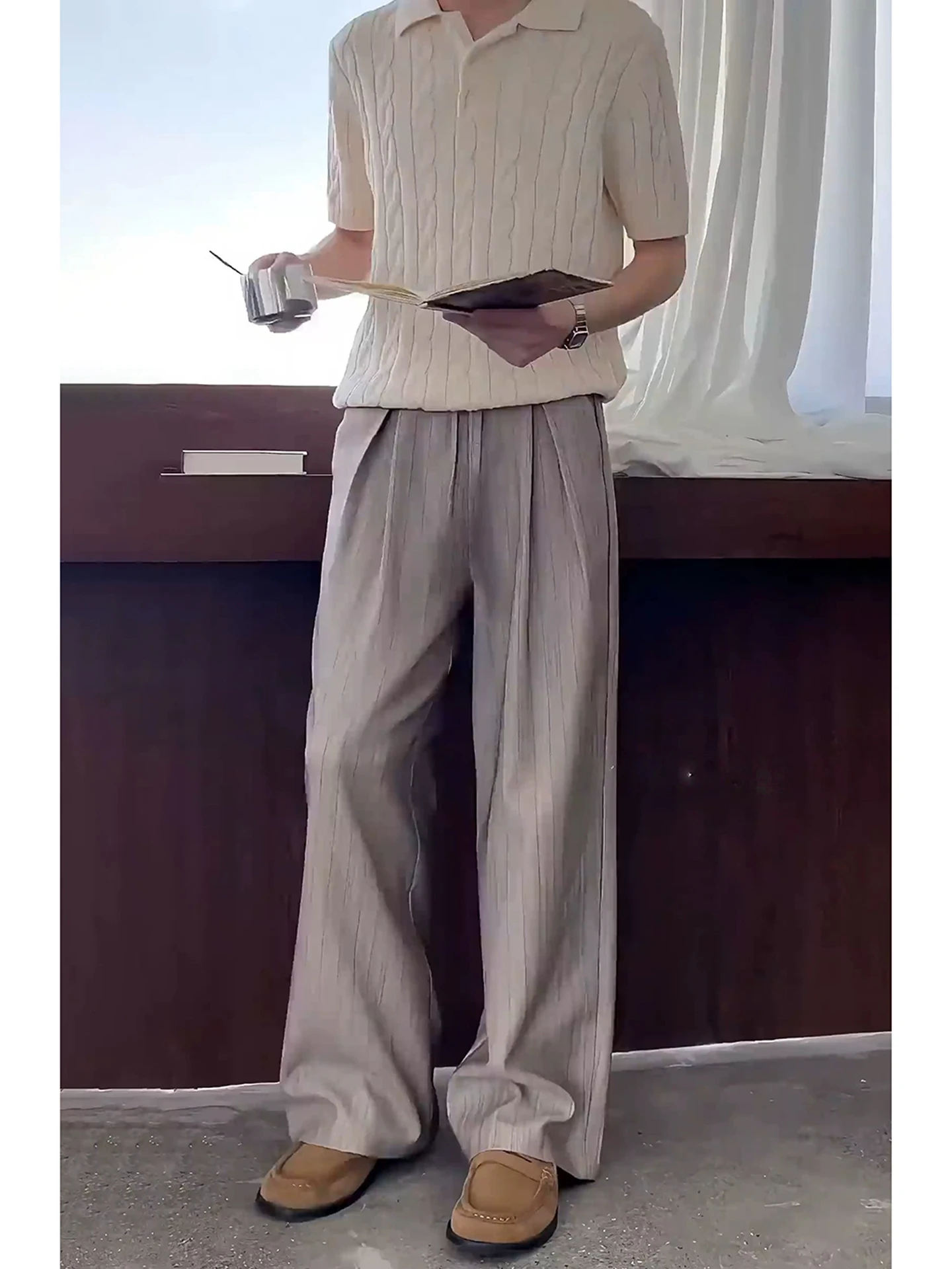 

Мужские брюки А-силуэта с широкими штанинами, в полоску, свободного кроя, прямые, винтажные, в американском стиле, расклешенные, для повседневной носки