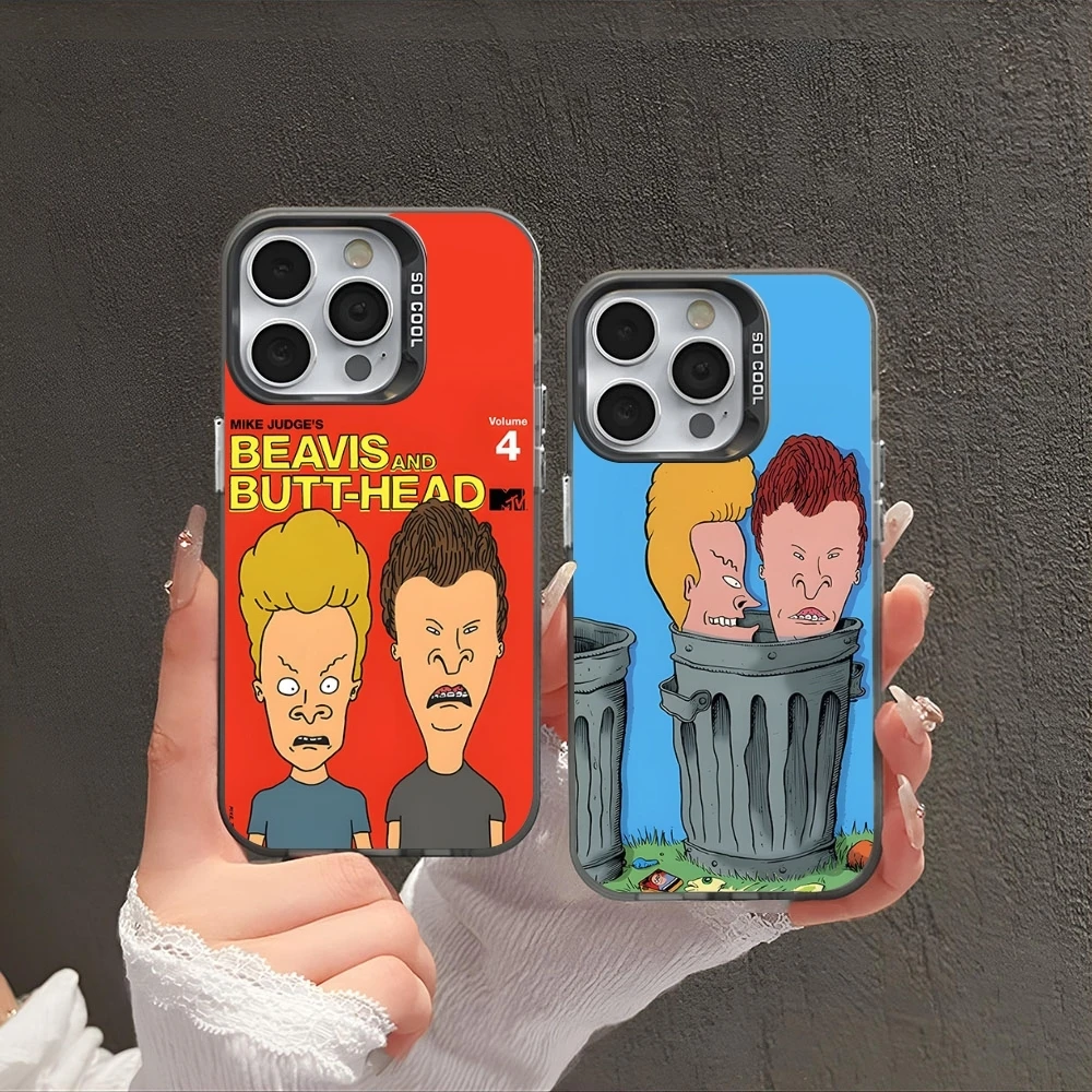 

Чехол для телефона с рисунком Бивис и Баттхеда, черный, белый цвет, крутой чехол для телефона для IPhone 16, 15, 14, 13, 12 Pro Max 11, 2024, модная пара