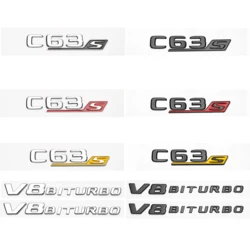 3D Chrome Black Letters C63s V8 Biturbo ABS Emblem for Mercedes Benz AMG C63s Coupe Car Side Fender Trunk Nameplate Logo Sticker
