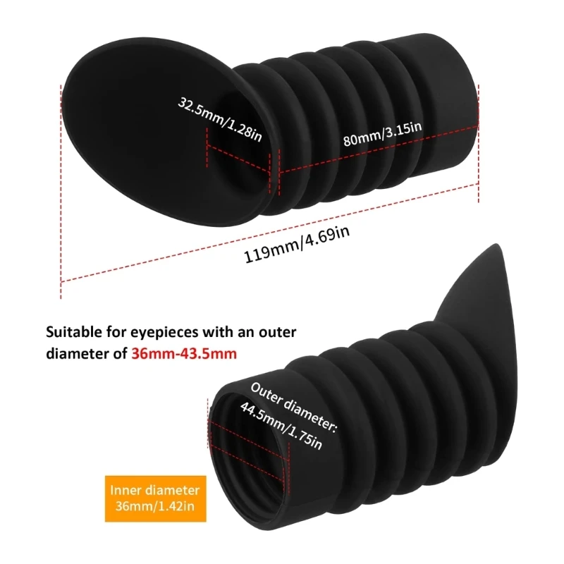 N7MD rubberen oculairkap met MultiFolds en ergonomische schuine oogschelp voor 36 mm-43,5 mm OpticsCover schuine oculairkap