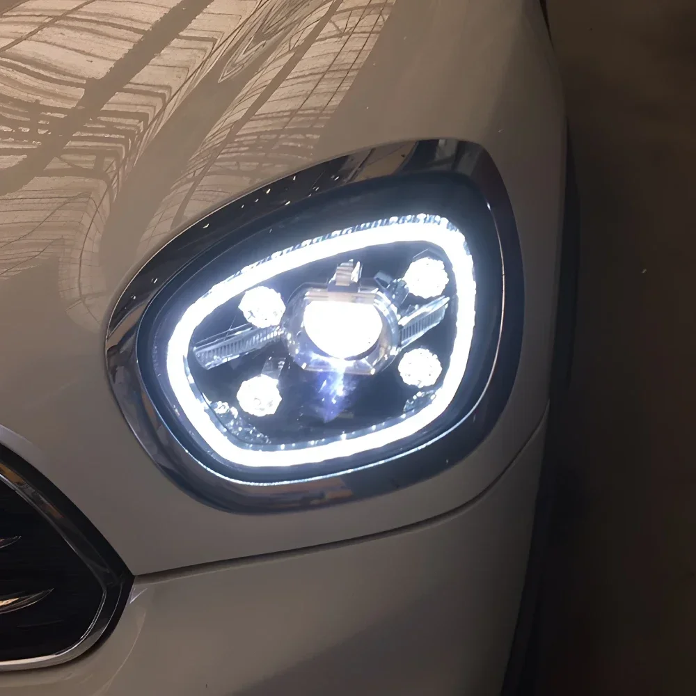 مجموعة مصابيح رأس السيارة لـ 2017-2020 Mini Countryman F60 ترقية بلورات تصميم LED ملحقات عدسة العرض الأمامي للسيارات