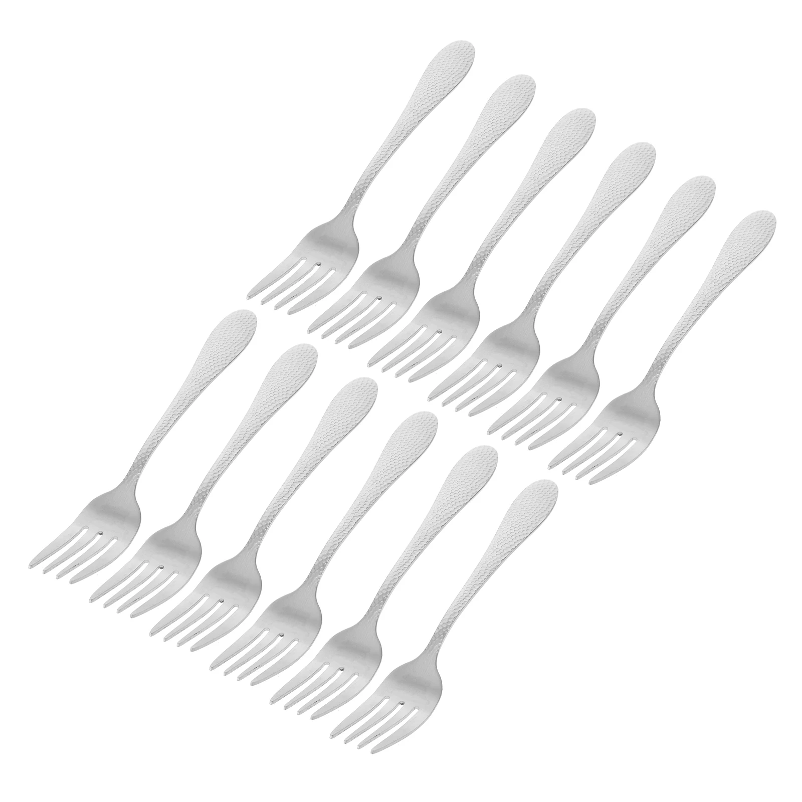 

12 Pcs Children Stainless Steel Forks Ergonomic Mini Salad Cake Fruit Dessert Wear Resistant Silverware Set Household Mixing