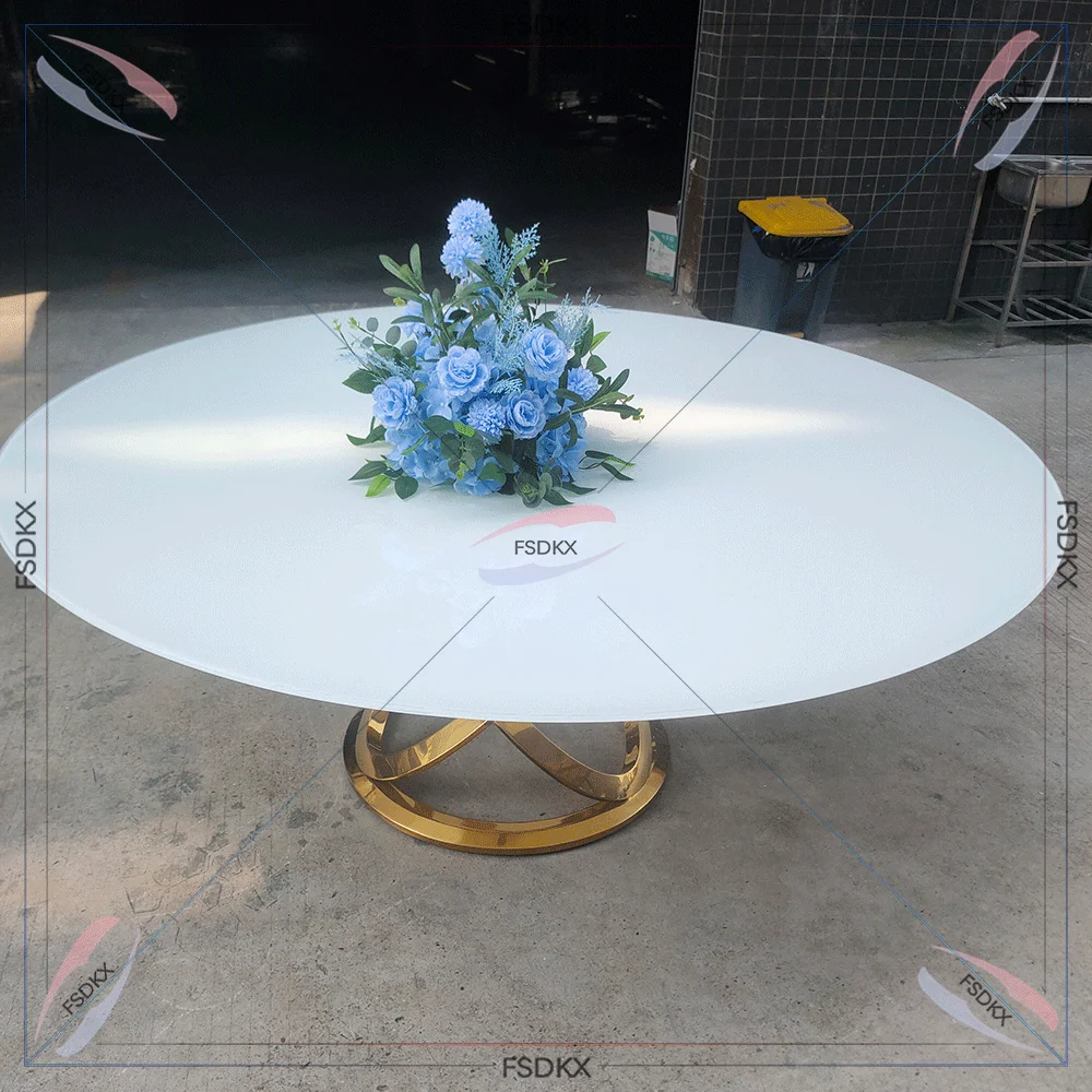 Modern Furniture O type Stainless Steel Base Transparent Round Glass Dining Table for home dining room furniture