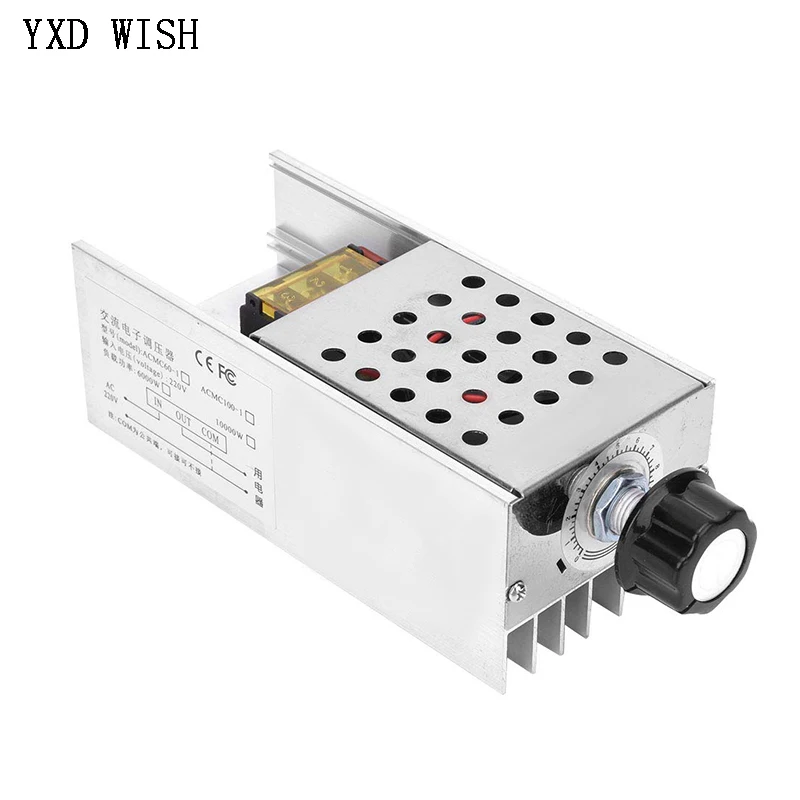 AC 220V 6000W SCR Voltage Regulator Controller Electronic Dimmer Thermostat Motor Speed Controller Volt Regulater Mold with Case