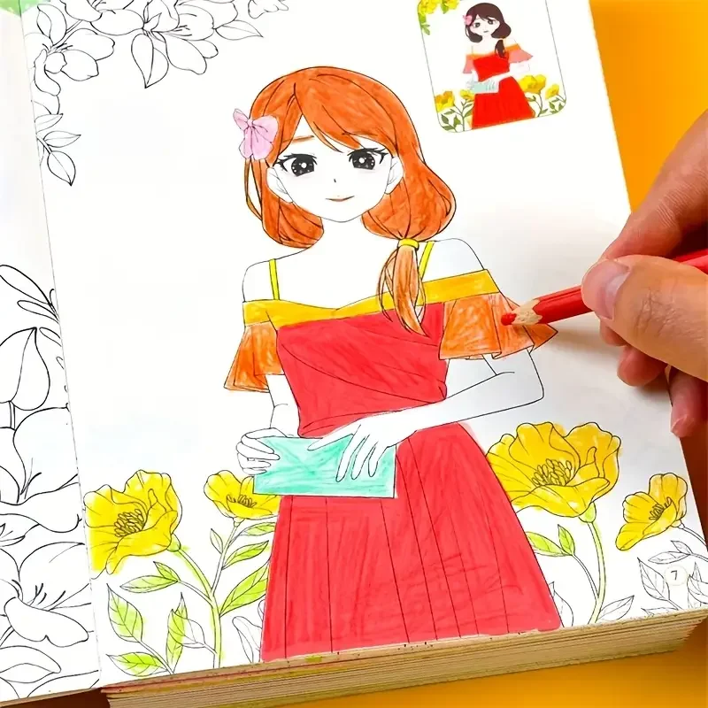 

6 книг, красивая книжка-раскраска принцессы для девочек, книга для рисования граффити для учащихся начальной школы для детей 3-10 лет