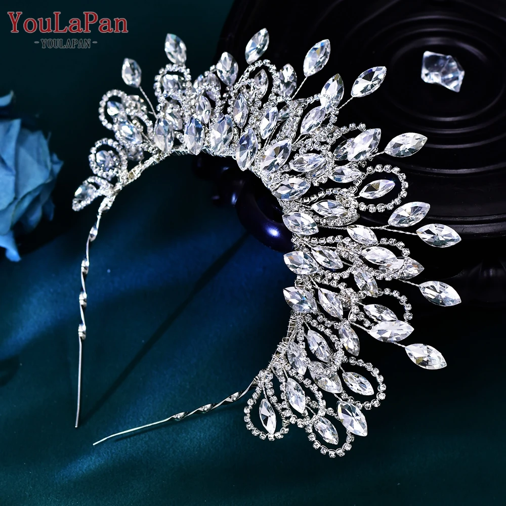 YouLaPan Big Rhinestone Tiara Crown Bridal Wedding Headband Handmade Crystal Head Pieces Woman Banquet Hair Accessories HP616