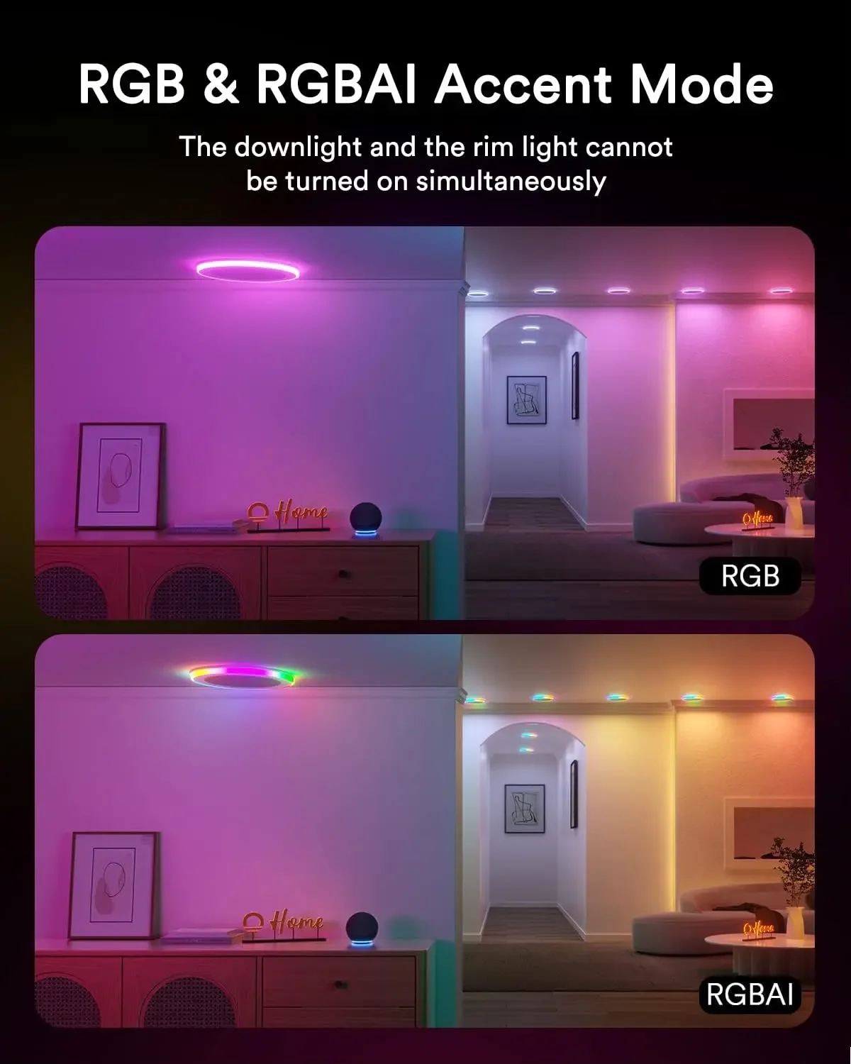 -Smart Recessed Light with Gradient Accent Light, 8 ", 18W, 1400lm, Wi-Fi, LED Lights, Smar