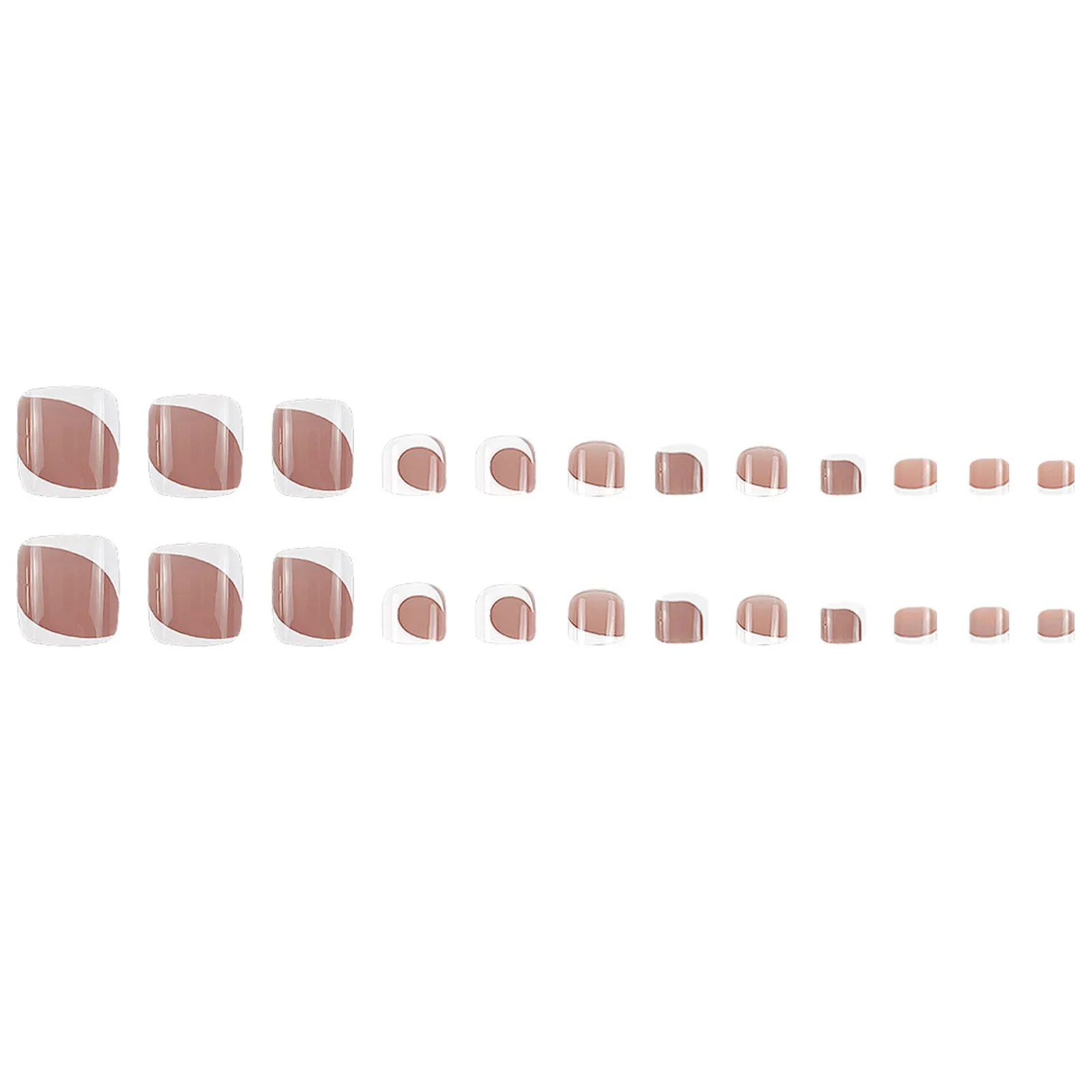 Geometric White Edge Decor Fake Toenails Full Cover Square Artificial Nail Tips for Hot Girl Dress Matching