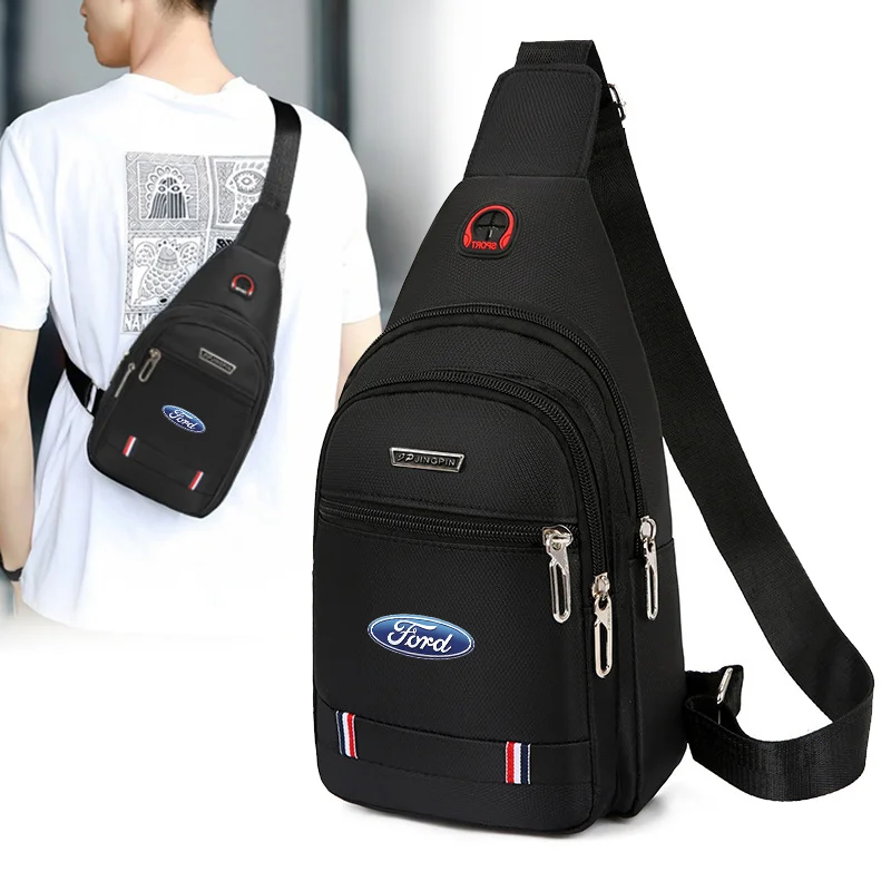 Leisure Car Small Backpack One-shoulder Messenger Chest Bag For Ford Fiesta C-Max Kuga Ranger Raptor KA Fusion ST Transit Edge