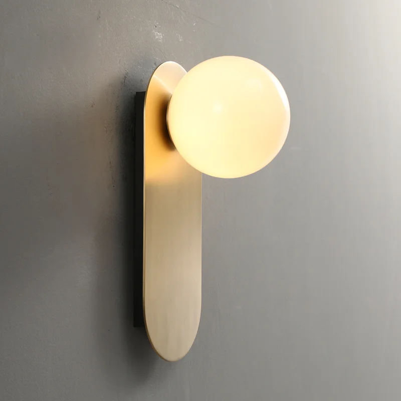 Nordic cobre arandela luxo golded moderna sala de estar wall-mounted lâmpadas corredor varanda bola de vidro quarto bedsid luzes led