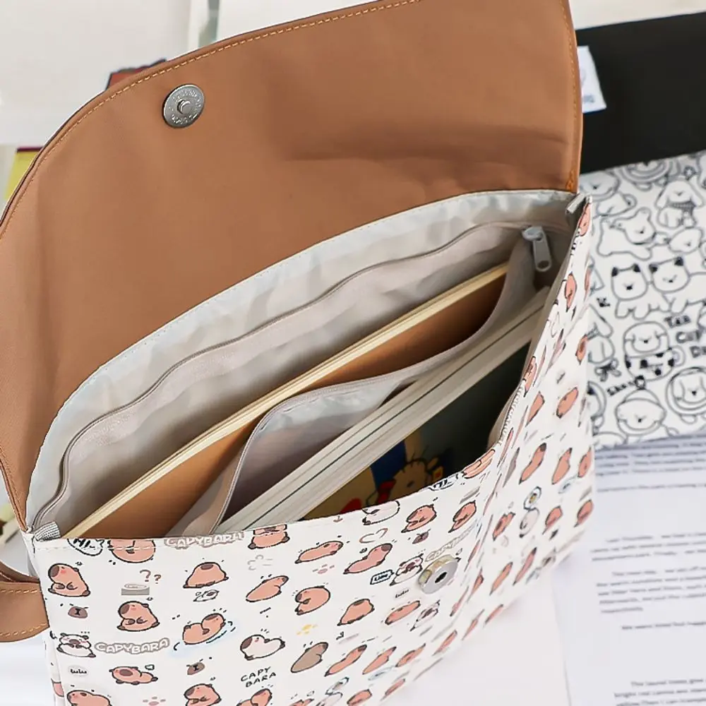 A4 Size Capybara File Folder Large Capacity Fabric Capybara File Organizer Cartoon Dog Washable Capybara Storage Bag Documents