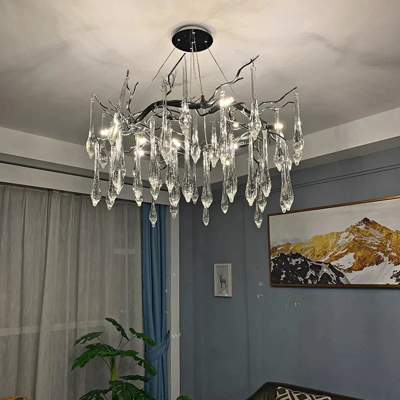 Imagem -05 - Modern Crystal Chandelier Teto Pingente Sala de Jantar Foyer Lustres Drop Hanging Luminárias Ramo Estilo Ouro