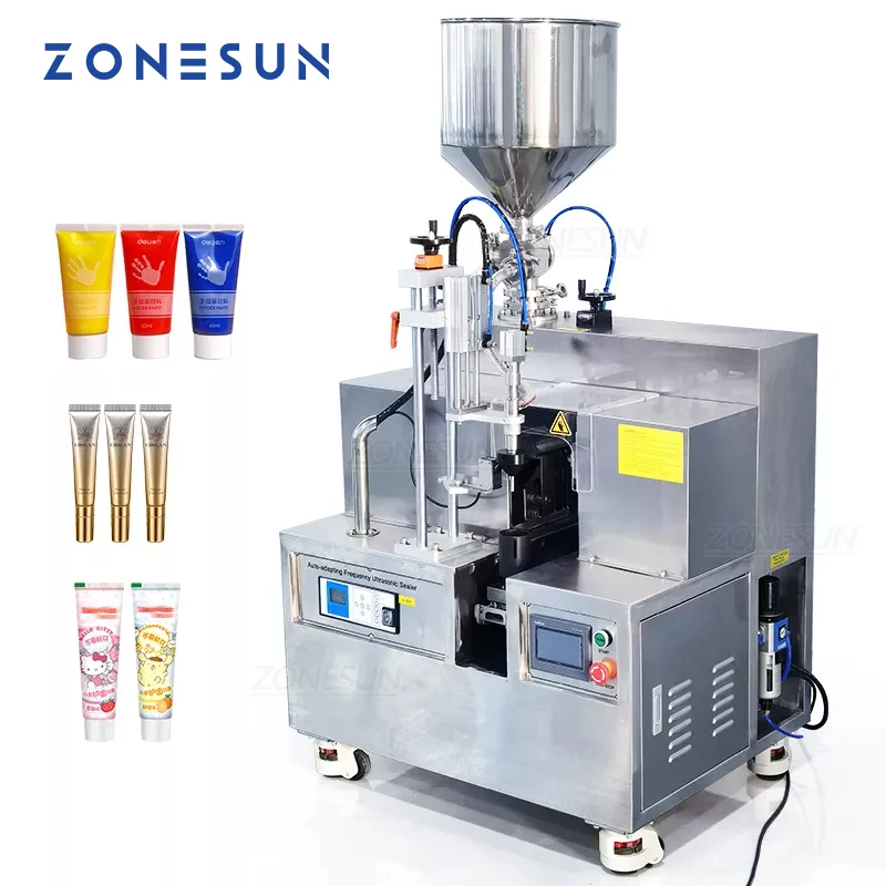 ZONESUN ZS-FS002U Semi Automatic Ultrasonic Aluminum Honey Grease Plastic Soft Tube Filling Sealing Machine