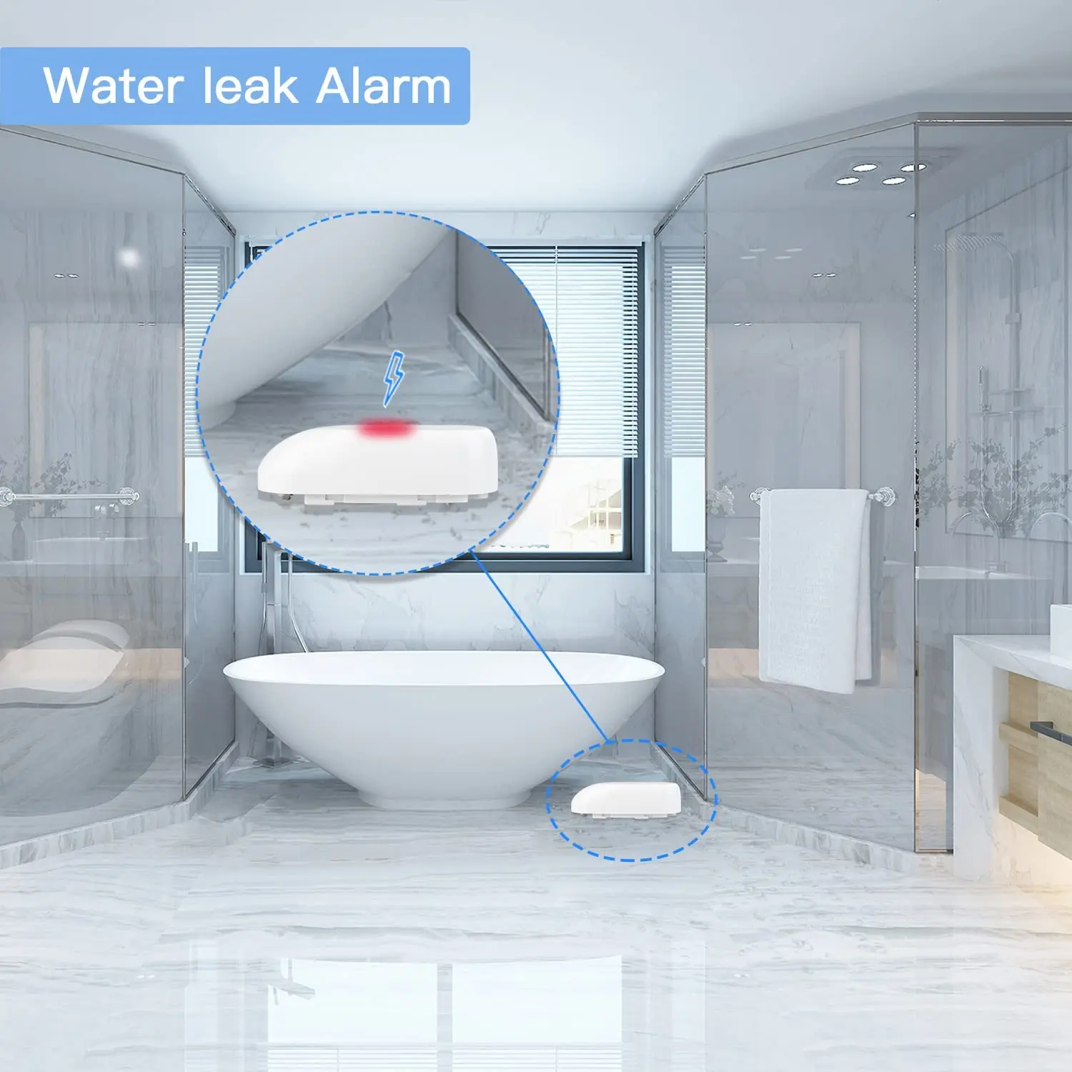 FRANKEVER Smart Water Leak Sensor Alarm ,WiFi Water Leak Detector Audio Alarm and App Alerts for Water Leakage -Water Level