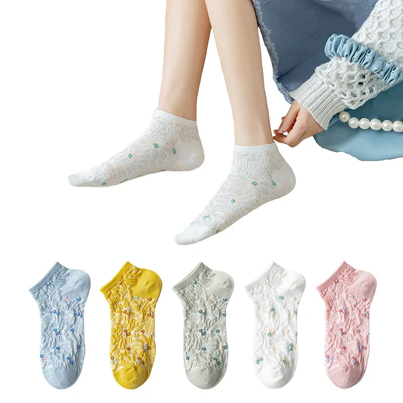 5Pair/lot Socks for Women Ladies Colorful Short Ankle Socks Cotton Athletic Low Cut Socks Fashion Summer Female Short Sock Gift