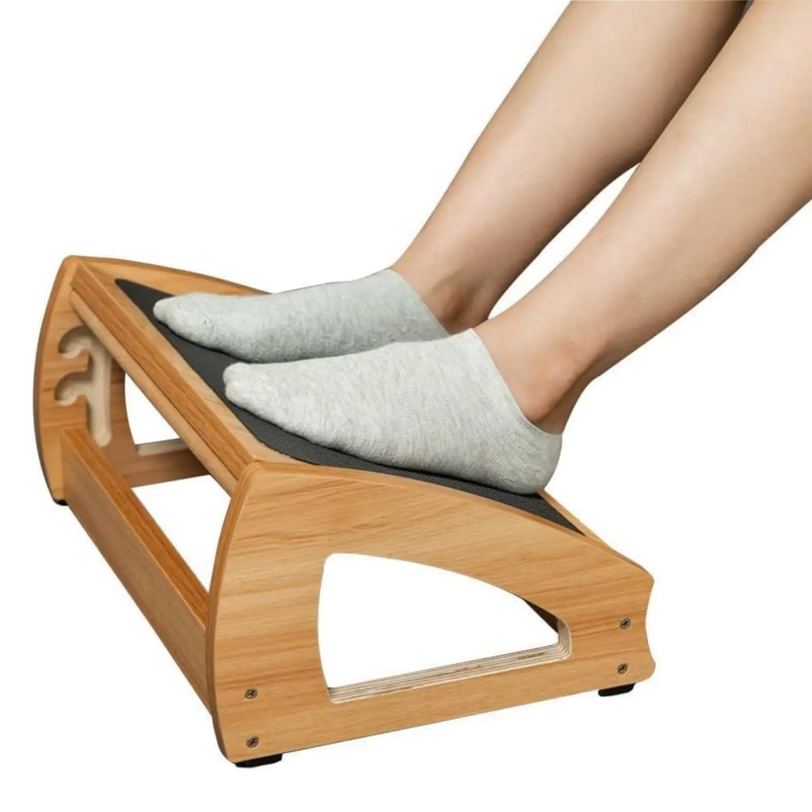 

FANDA Wood Ergonomic Footrest 4 Angle Adjustable Foot Stool For Desk Office Footrest Enhances Posture Promotes Blood Circulation