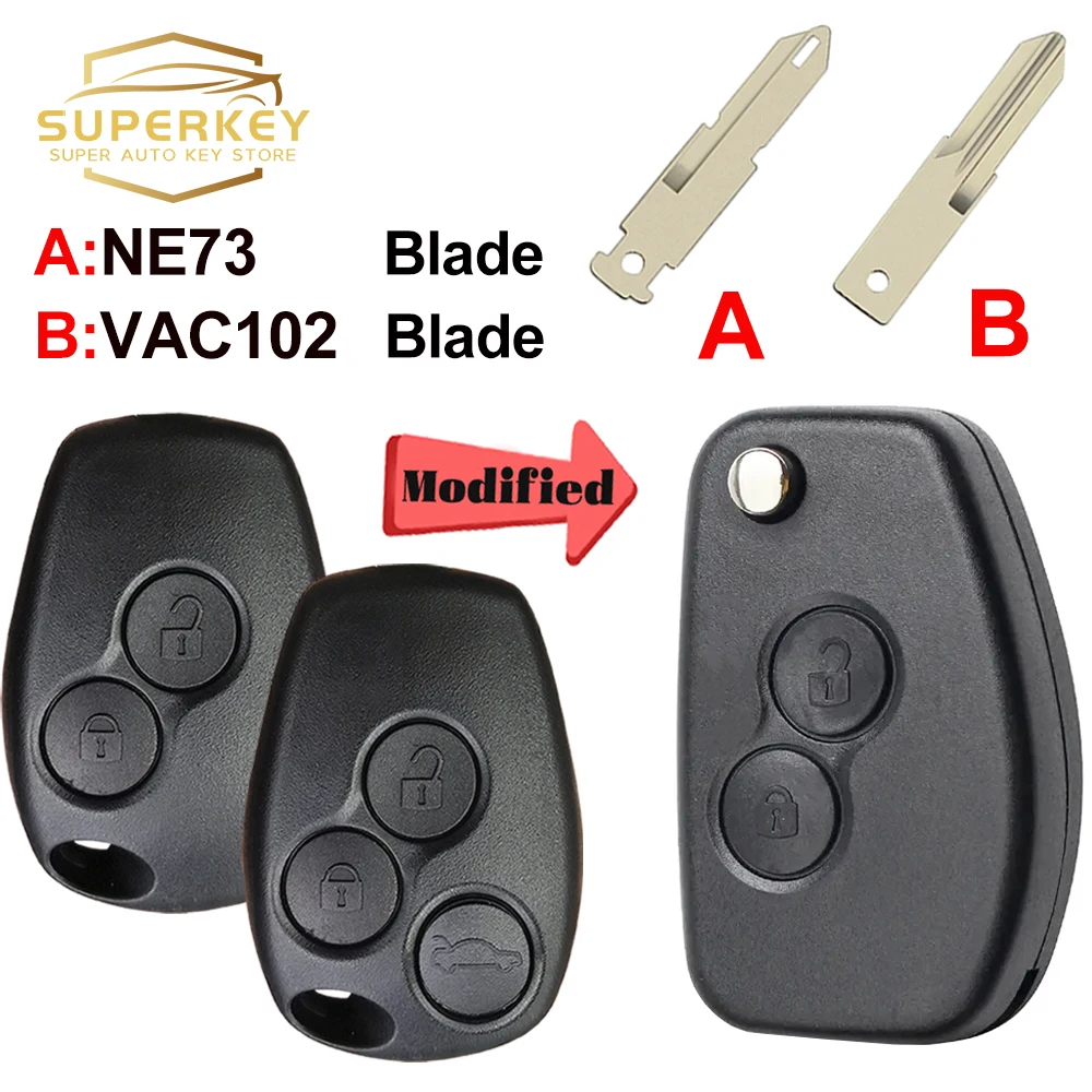 SUPERKEY Modified Remote Flip Key Shell Case For Renault Vauxhall Trafic Twingo Clio Modus Kangoo Master Movano Vivaro Logan