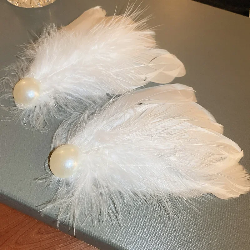 

5pairs Temperament Feather Pearl Hairpin for Women All Match Temperament White BB Clip Elegant Hair Accessories Wholesale