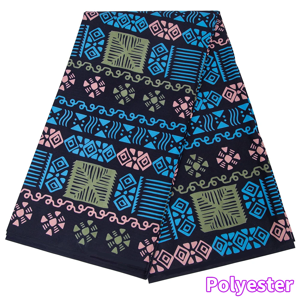 ABCWAX African Wax Print Fabric Polyester Ankara Geometric Kente Cloth for Dashiki Long Dress Materials DIY Sewing Fabric