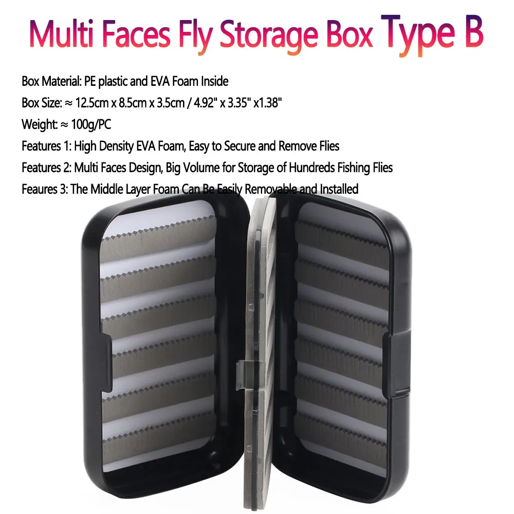 Bimoo 1 Stück Mehrzweck-Fliegenbox für Mücken, Nymphen, Trocken- und Nassfliegen, Forellen-Angelhaken, Köder-Aufbewahrungsbox, Angelzubehör – Detail 3