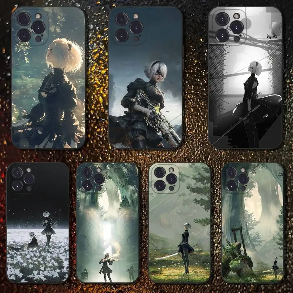 

Game Nier Automata Phone Case For iPhone 16,15,14,13,12,11 Plus,Pro Max,XS,X,XR,SE,Mini,8,7,Soft Silicone Black Cover