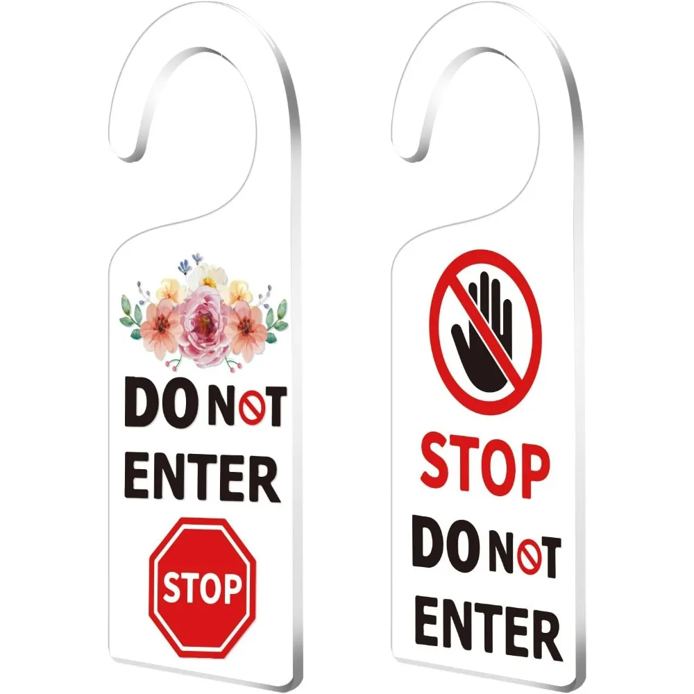 2Pack Do Not Disturb Door Sign Acrylic Notice Door Hanger Sign Stop Do Not Enter Door Handle Decorations Sign for Homework