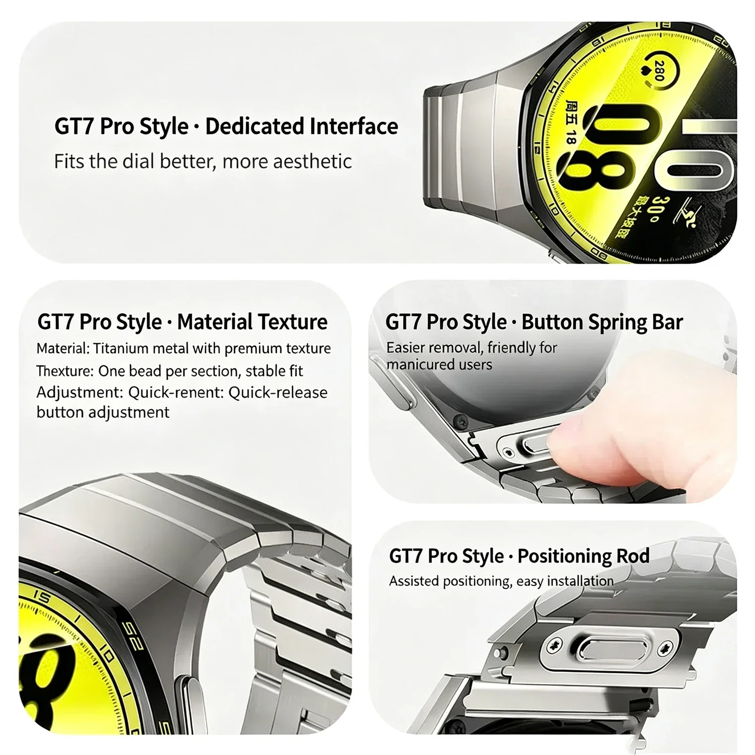 Official Quick Fit Lightweight Comfortable Band For Huawei Watch GT 7 Pro GT 6 Pro 46mm No Gap Titanium Alloy Bracelet Wristband