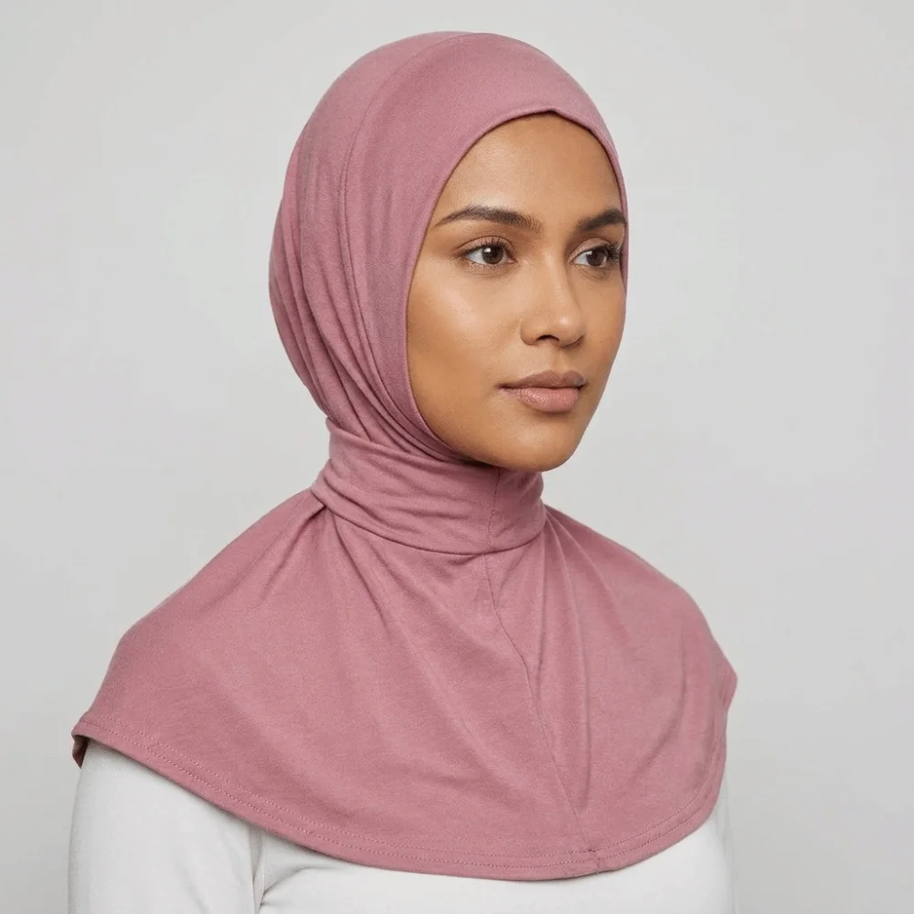 

Retro Snap Fastener Ramadan Hijab Soft Breathable Triangle Hair Scarf Elastic Solid Color Arabic Turban Ladies Hair Cover