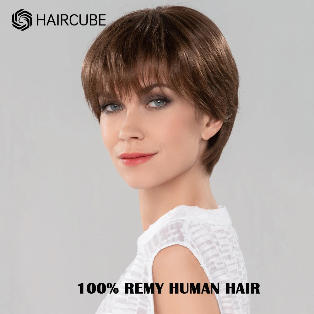 女性のための滑らかな巻き毛のかつら自然なレイヤードスタイルのかつら茶色レミーの人間の髪の毛100