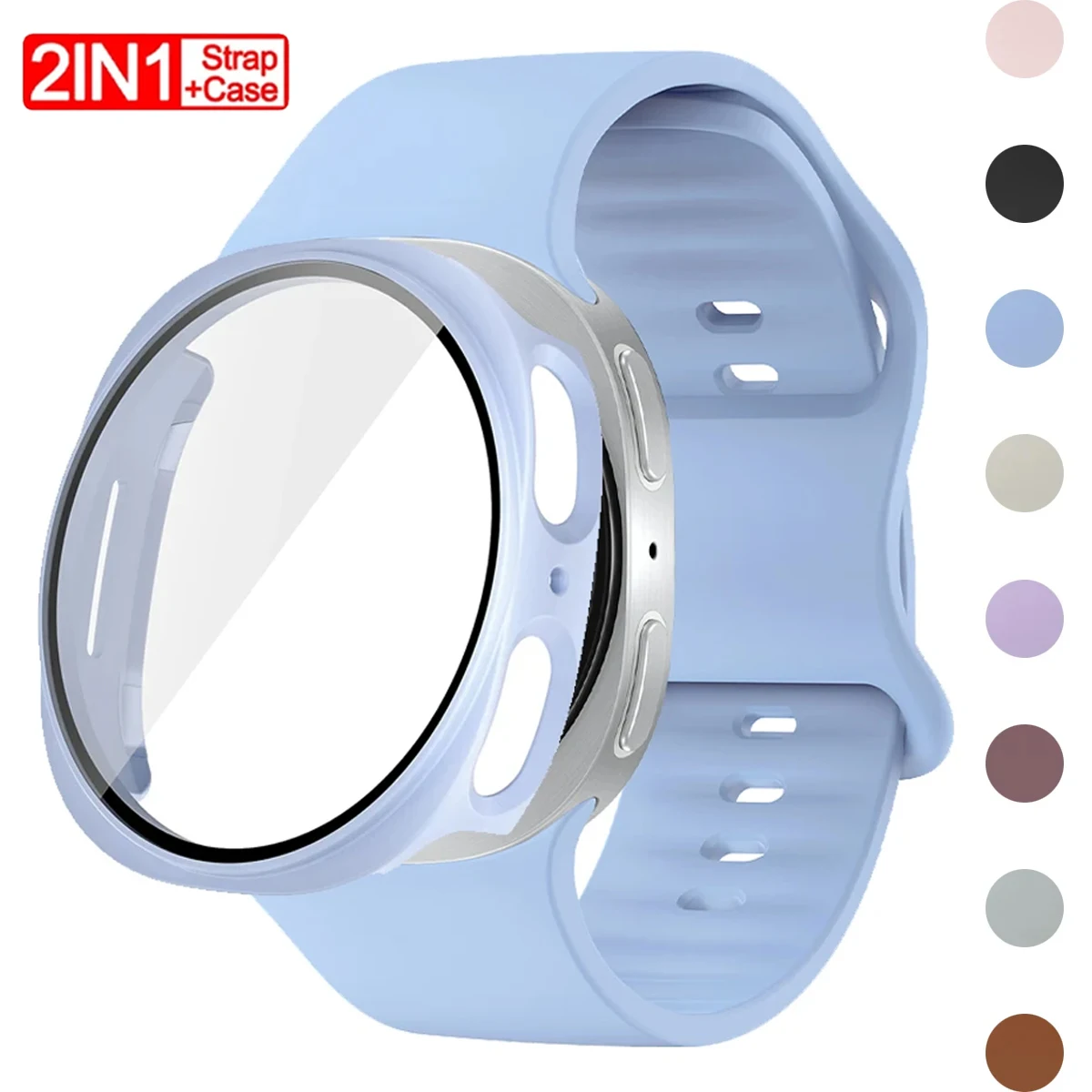 2-in-1-Gehäuse + Displayschutzfolie + Armband für Samsung Galaxy Watch 8/8 Classic 46mm Originalarmband Galaxy 8 40mm 44mm Armband