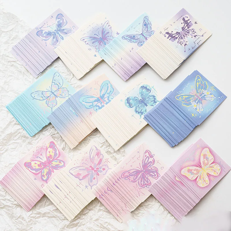 200pcs Ins style gradient butterfly note paper box origami student creative DIY manual account material girl heart