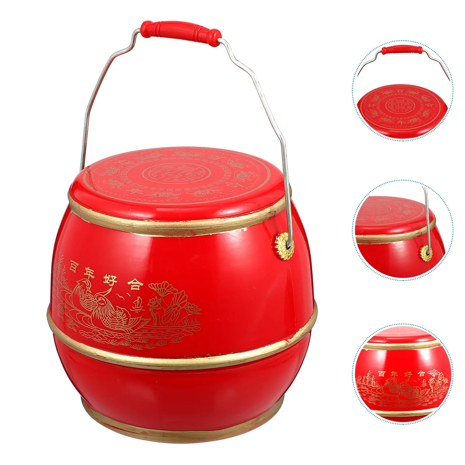 1PC Plastic Egg Storage Barrel Traditional Chinese Wedding Dowry Ornament Home Storage Decoration Box Egg Holder
