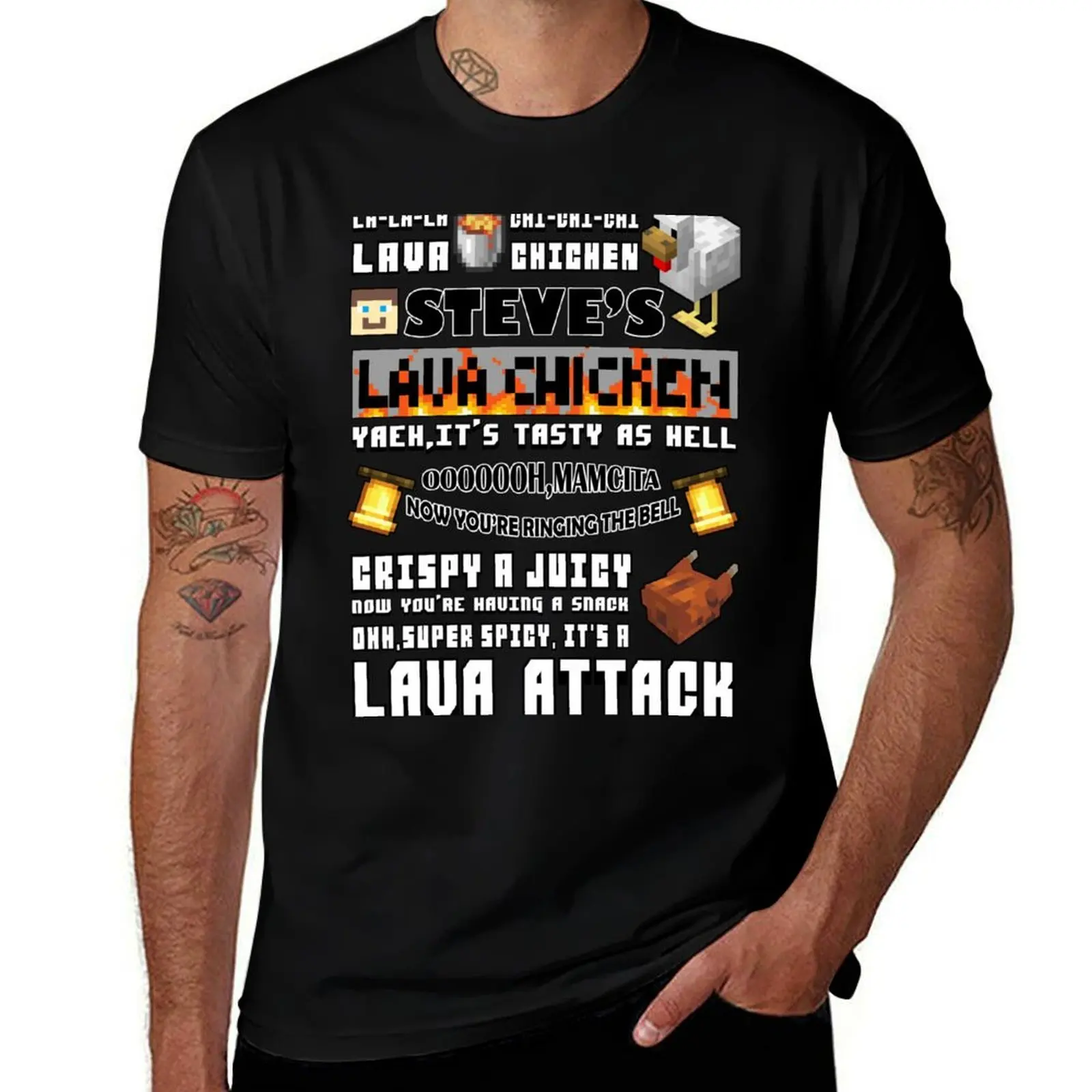 

steves lava chicken song T-Shirt vintage anime shirt topping funny meme t-shirts men clothes