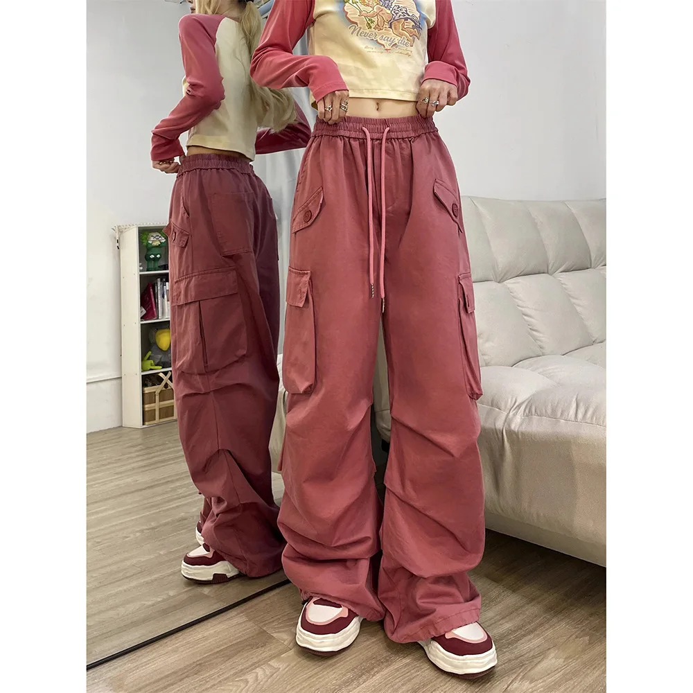 Women's Pants Cargo Casual Pleated Hip Hop Trendy Harajuku Baggy Pants Grunge Emo Y2k Sweatpants Street Wear Trousers Female 90s